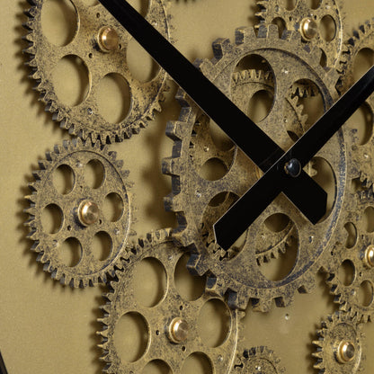 Close up image of the  image of the 404-3439 15-inch Moving Gears Wall Clock showing the detail of the moving gears.