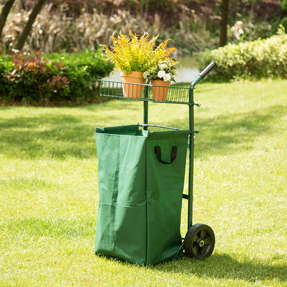 40.5''H Outdoor Cleaning Garden Cart with Detachable Polyester Leaf Trash Bag