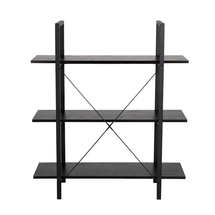 41.5"H Modern Industrial Black Wood/Metal 3-Tier Bookcases & Shelves