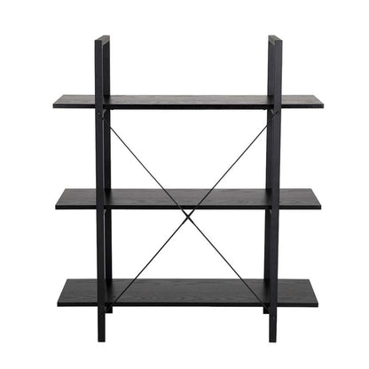 41.5"H Modern Industrial Black Wood/Metal 3-Tier Bookcases & Shelves