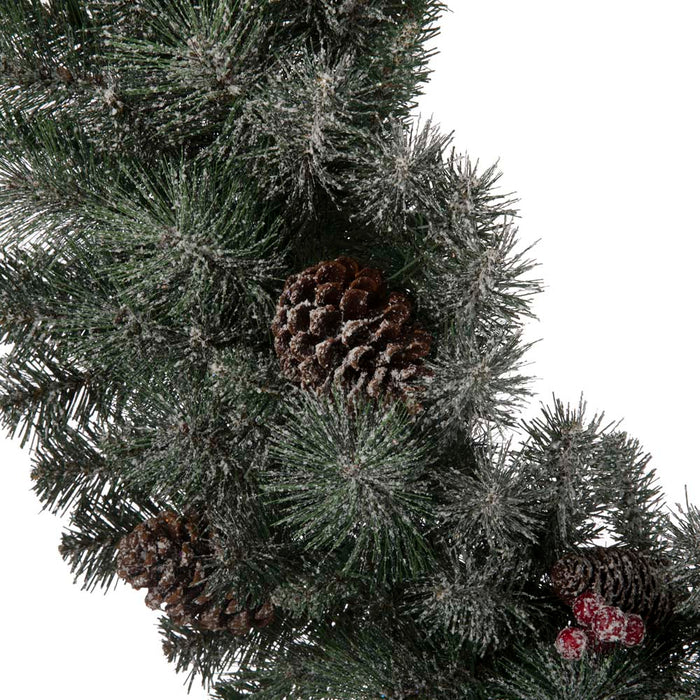 42"D Oversized Pre-Lit Glittered Pine Cone Christmas Wreath with 70 Warm White Lights