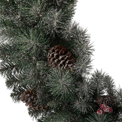 42"D Oversized Pre-Lit Glittered Pine Cone Christmas Wreath with 70 Warm White Lights