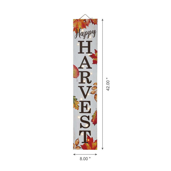 42"H Fall Lighted Wooden "Happy HARVEST" Porch Board Sign