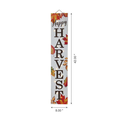 42"H Fall Lighted Wooden "Happy HARVEST" Porch Board Sign