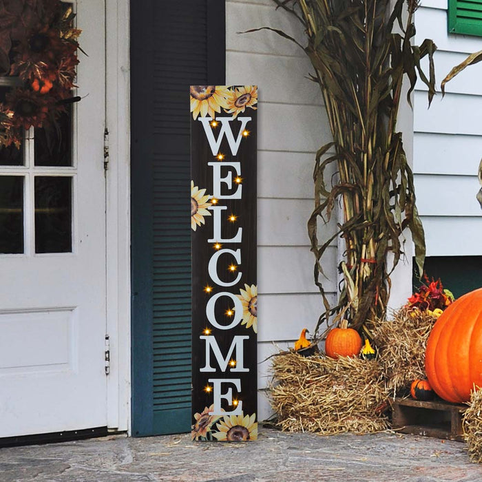 42"H Fall Lighted Wooden "WELCOME" Porch Board Sign