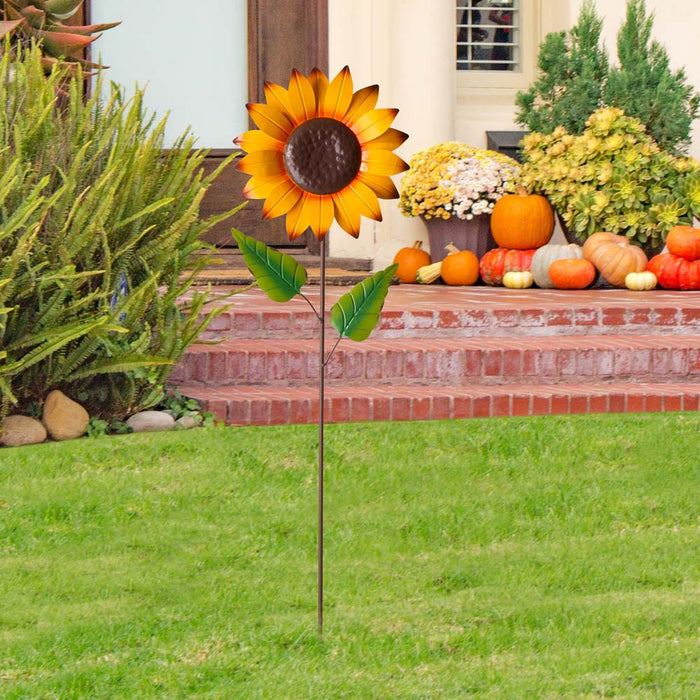 42"H Fall Metal Sunflower Yard Stake