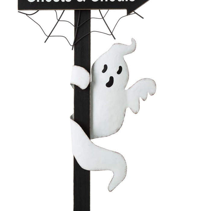 42"H Lighted Halloween Wooden Street Lamp Design Yard Stake