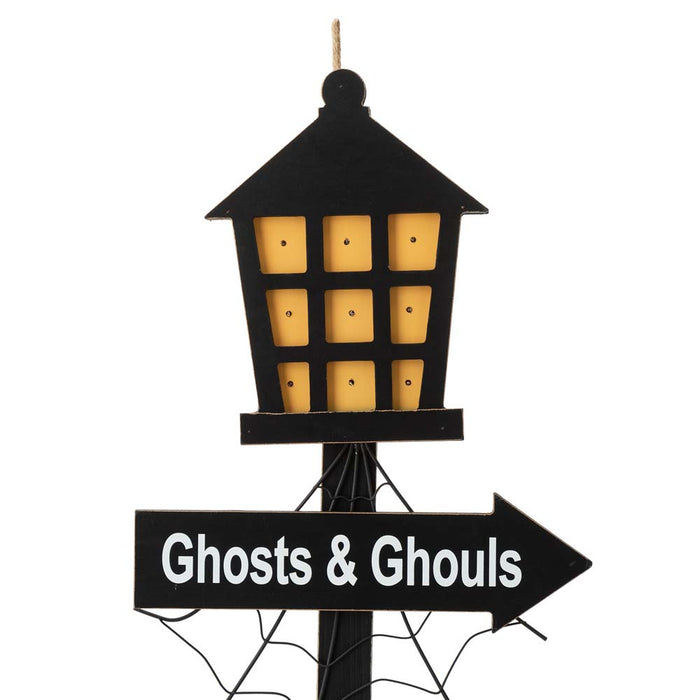 42"H Lighted Halloween Wooden Street Lamp Design Yard Stake