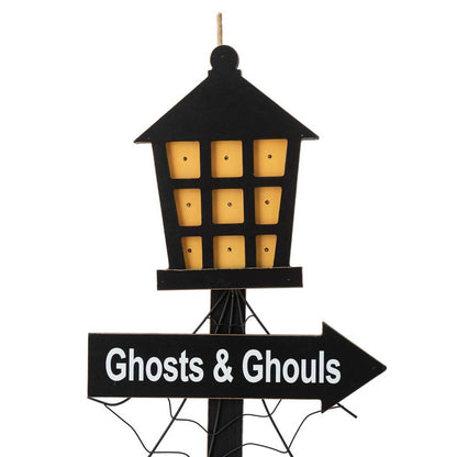 42"H Lighted Halloween Wooden Street Lamp Design Yard Stake