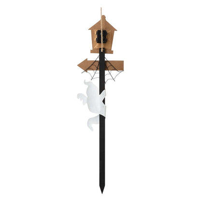 42"H Lighted Halloween Wooden Street Lamp Design Yard Stake