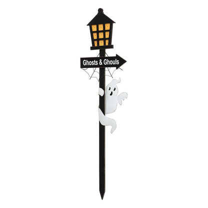 42"H Lighted Halloween Wooden Street Lamp Design Yard Stake