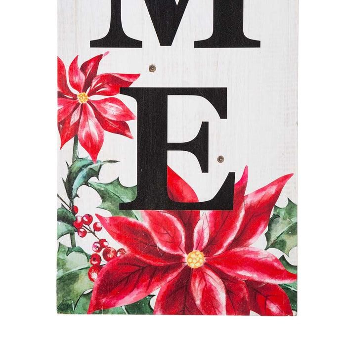 42"H Lighted Wooden Poinsettia "WELCOME" Porch Sign Board
