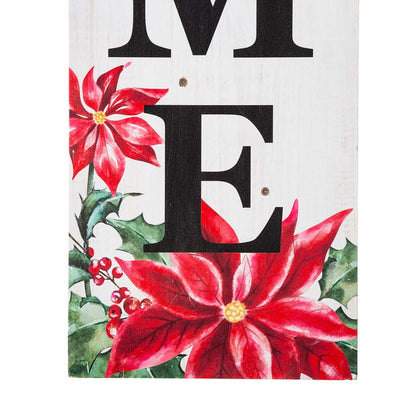 42"H Lighted Wooden Poinsettia "WELCOME" Porch Sign Board