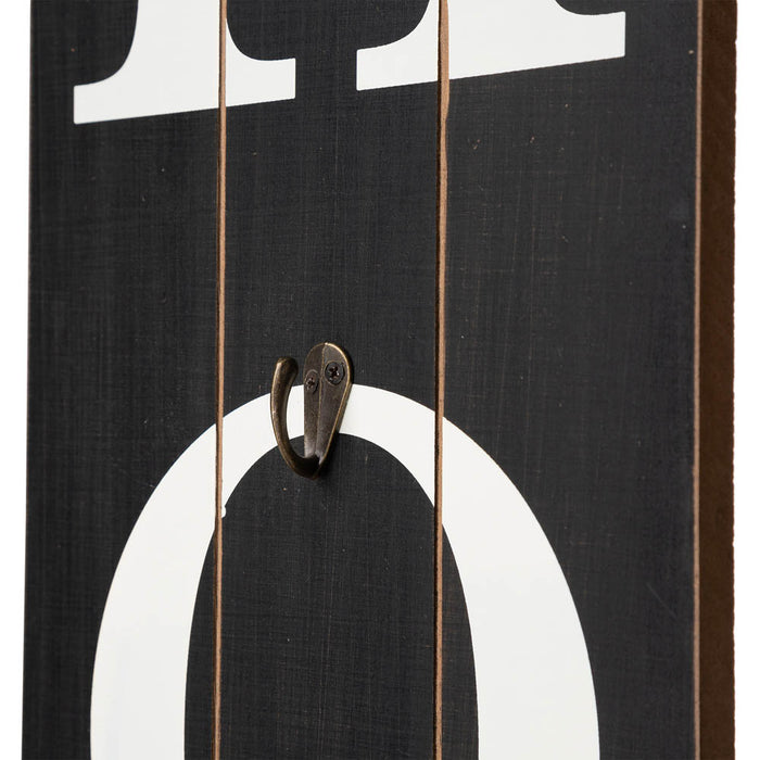 42"H Wooden Black HOME Porch Sign With 3 Interchangeable Wreathes（Spring/Fall/Christmas）