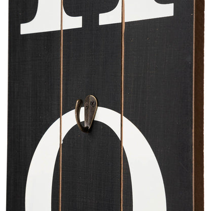 42"H Wooden Black HOME Porch Sign With 3 Interchangeable Wreathes（Spring/Fall/Christmas）