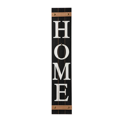 42"H Wooden Black HOME Porch Sign With 3 Interchangeable Wreathes（Spring/Fall/Christmas）