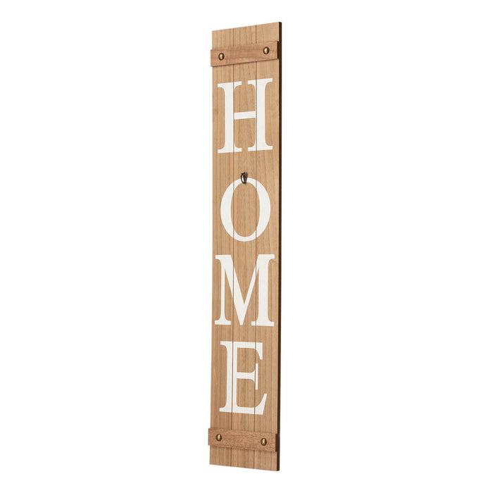42"H Wooden Brown HOME Porch Sign With 3 Interchangeable Wreathes（Spring/Fall/Christmas）