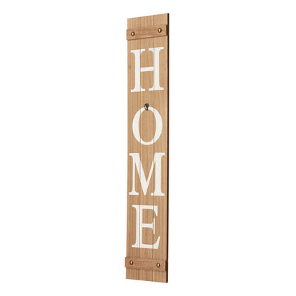 42"H Wooden Brown HOME Porch Sign With 3 Interchangeable Wreathes（Spring/Fall/Christmas）