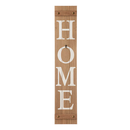 42"H Wooden Brown HOME Porch Sign With 3 Interchangeable Wreathes（Spring/Fall/Christmas）
