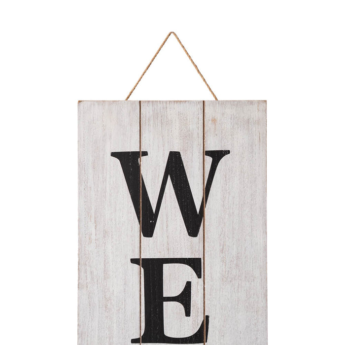 42"H Wooden White WELCOME Porch Sign with Metal Planter
