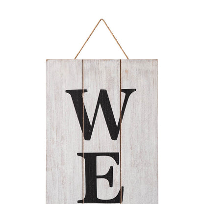 42"H Wooden White WELCOME Porch Sign with Metal Planter