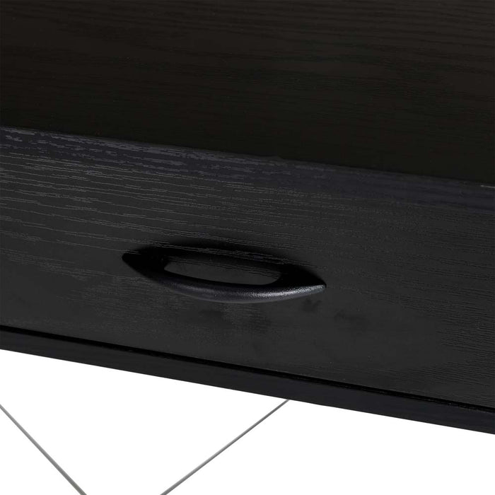 43.25"L Modern Industrial Black Wood/Metal Writing Desk With 1 Outlets and 2 USB Charging Ports