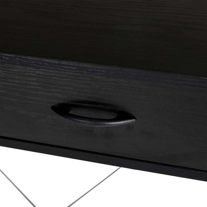 43.25"L Modern Industrial Black Wood/Metal Writing Desk With 1 Outlets and 2 USB Charging Ports