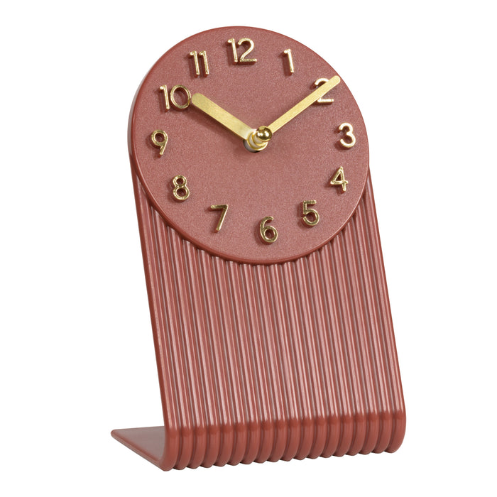 437-3015BR Grooves Tabletop Clock - Brick Red