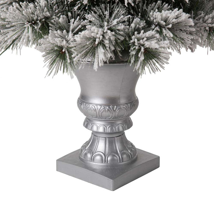 4ft Pre-Lit Snow Flocked Pine Artificial Christmas Porch Tree with 100 Warm White Lights