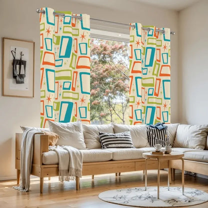 50s Vintage Grommet Curtains: Atomic Midcentury Blackout Panels - retro curtains