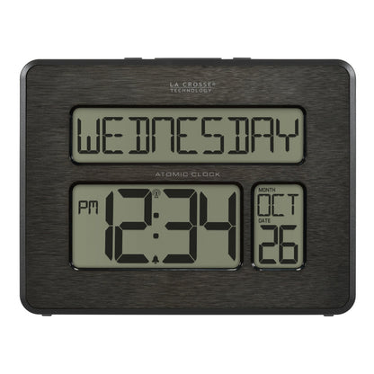 513-1419C Atomic Digital Wall Clock with Calendar and Indoor Temperature