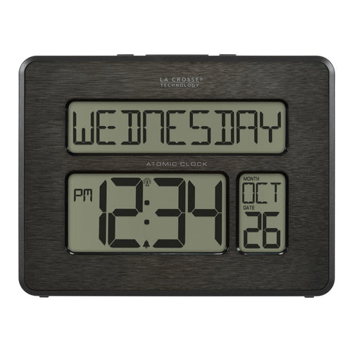 513-1419C Atomic Digital Wall Clock with Calendar and Indoor Temperature