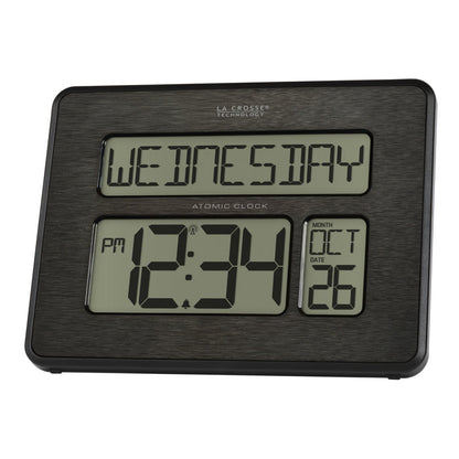 513-1419C Atomic Digital Wall Clock with Calendar and Indoor Temperature