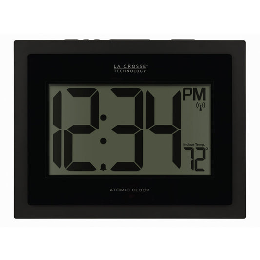 513-54087 Atomic Digital Wall Clock with Indoor Temp and Time Advance