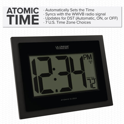 513-54087 Atomic Digital Wall Clock with Indoor Temp and Time Advance