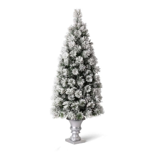 5ft Pre-Lit Snow Flocked Pine Artificial Christmas Porch Tree with 150 Warm White Lights