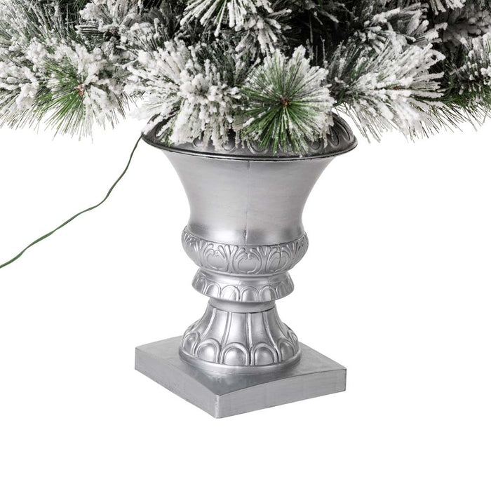 5ft Pre-Lit Snow Flocked Pine Artificial Christmas Porch Tree with 150 Warm White Lights
