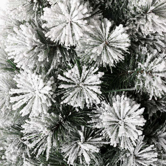 5ft Pre-Lit Snow Flocked Pine Artificial Christmas Porch Tree with 150 Warm White Lights