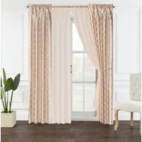 6-PC FOIL PRINTED FAUX SILK WINDOW CURTAIN