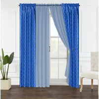 6-PC FOIL PRINTED FAUX SILK WINDOW CURTAIN