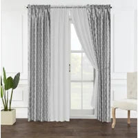 6-PC FOIL PRINTED FAUX SILK WINDOW CURTAIN