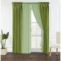 6-PC FOIL PRINTED FAUX SILK WINDOW CURTAIN