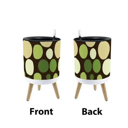 60s Polka Dots Plant Pot with Wooden Legs: Nordic Retro Midcentury - retro plant pot