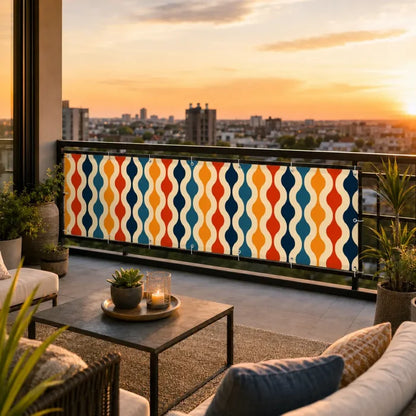60s Retro Garden Privacy Screen – Waterproof Patio & Railing Cover - Retro Privacy Screen