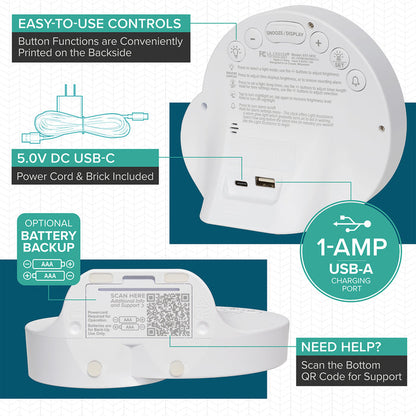 617-1412 L'Eclipse Light Assist Digital Alarm Clock with Glow Light