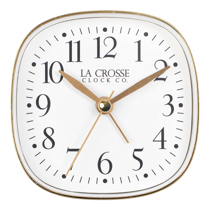 617-379W Square Analog Alarm Clock with Silent Sweep – White
