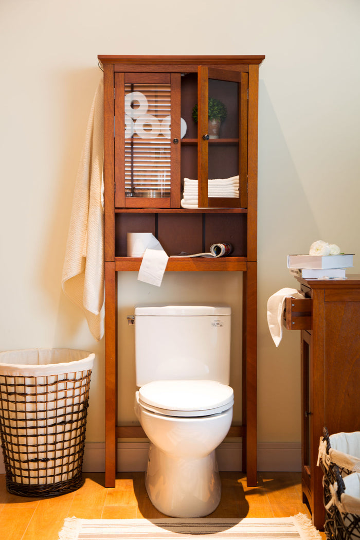 68.25"H Wooden Bathroom Free Standing Storage Cabinet Spacesaver