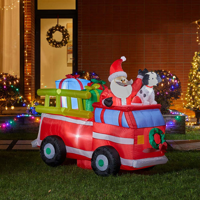 7 ft Lighted Inflatable Santa in Truck  Décor