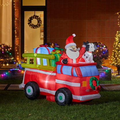 7 ft Lighted Inflatable Santa in Truck  Décor