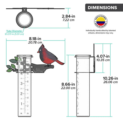Measurement chart of a bird feeder with dimensions labeled